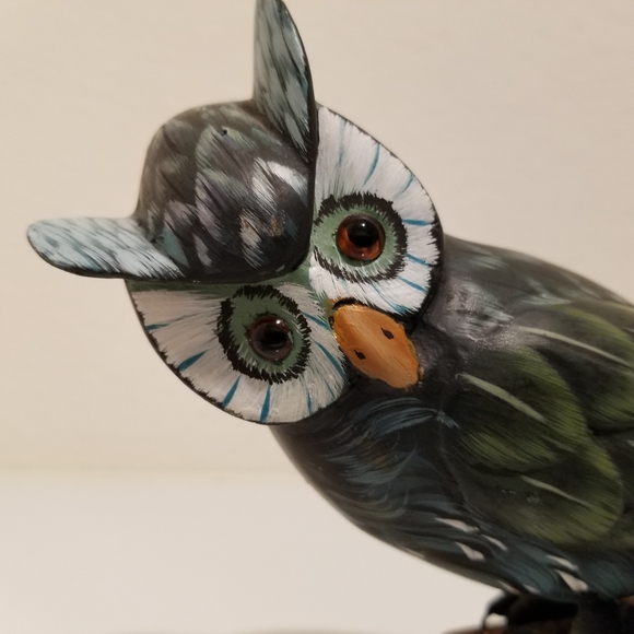 Handmade Wood Owl Figurine, Fork Art Primitive Wooden Owl Farmhouse Decor - Picture 8 of 10